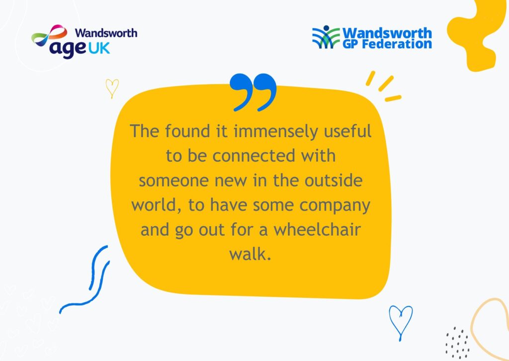 78-year-old service user who lives alone in Battersea